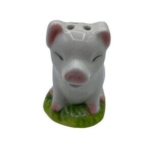 Ceramic Pig Piglet Salt Shaker Figurine Farmhouse White Green Pink Farm Animal